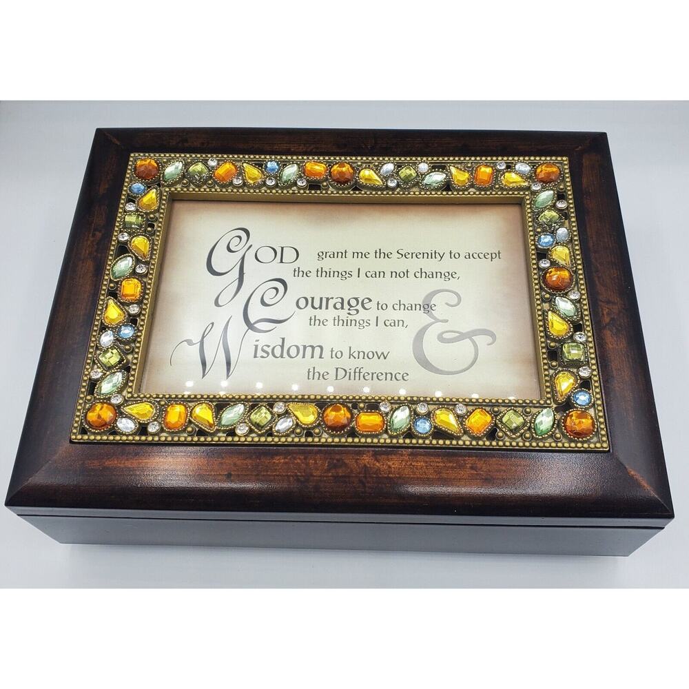 Cottage Garden "God Grant Me" Wooden Music Jewelry Box - How Great Thou Art NIB